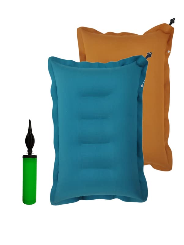 Shivam Mart Soft Cotton Air Pillow for Multipurpose use, Compact and Lightweight Pillow, Neck Support Pillow Travelling in Bus, Train, Flight for Men and Women (Pack of 2 with Air Pump)-Multicolor-image-3