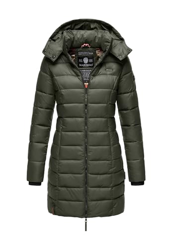 MARIKOO Herbst Winter Übergangs Steppmantel Jacke Mantel gesteppt B603 [B603-Abend-Grün-Gr.L]