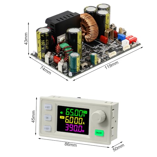 DC Buck Converter, 12V-140V to 0.5V-125V DC-DC Step Down Module CVCC Adjustable Buck Voltage Converter with LCD Controller4