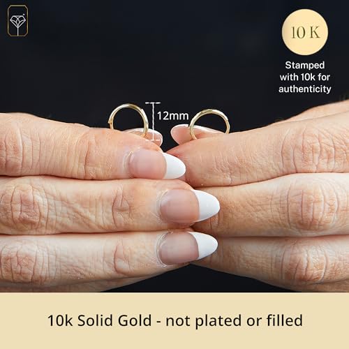 Solid 10k Gold Hoop Earrings for Women in Various Fashion Huggie Hoop Styles to Choose From by MAX + STONE2