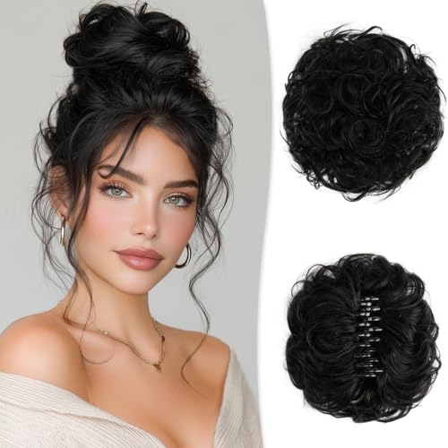 RUWISS Large Messy Bun Hair Piece with Claw Clip Human