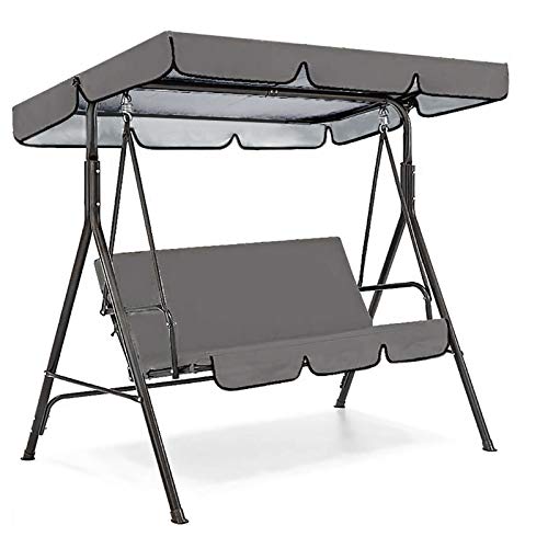 Patio Canopy Swing Cover, Patio Swing Canopy Waterproof Top Cover Set, Replacement Canopy Cover For 2-Seater-Swing Chair Gray 56X47X7In #TOP1