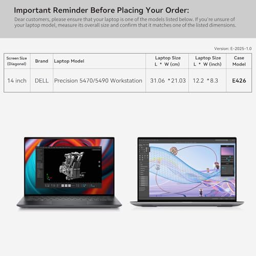 Image of Smatree 14inch Laptop Sleeve for DELL Precision 5470 /5480 /5490 Workstation | for 13.3 inch DELL Latitude 5330 /5340 /5350,Protective Case with Pocket,Patented Shockproof Design (E426)