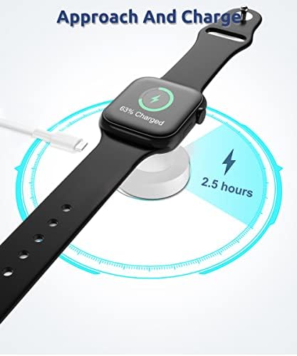 Ruxely Magnetyczny adapter ładowarki do Apple Watch, (kabel USB do ładowania iPhone'a) Przenośna bezprzewodowa ładowarka podróżna do Apple Watch Series SE 7 6 5 4 3 2 1 44 mm 42 mm 40 mm 38 mm