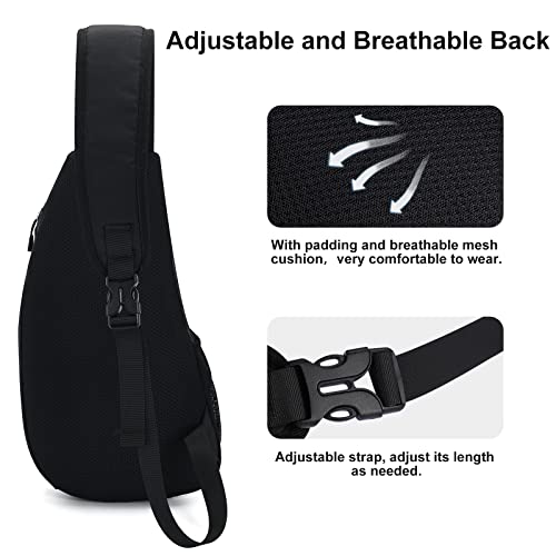 Sciphylia Bolso Pecho Hombre Mochila Cruzada Gran Capacidad Bolsa de Pecho Antirrobo Correa única Hombro Cruzados Bandolera Cruzada para Deportes al Aire Caminar Viajar Ciclismo Negro de Humo - imagen 4