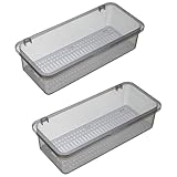 yeeplant 2 organizadores de cubiertos con tapa, bandeja gris de 9.8 pulgadas para almacenamiento de cubiertos, utensilios y brochas de maquillaje