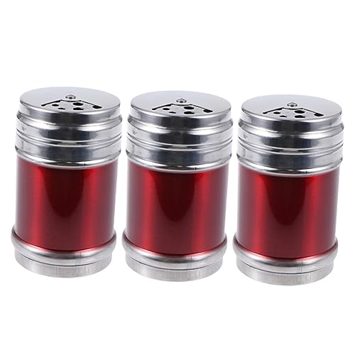 Cabilock Cooking Shaker Set 3 Pcs Spice Jars Tins Condiment Jars Lids Kitchen Seasoning Cans for Sugar Pepper Random Color