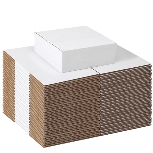 Image of 7x7x2 Shipping Boxes Set of 40, 3 Layers White Corrugated Cardboard Small Business Packing Box for Mailing