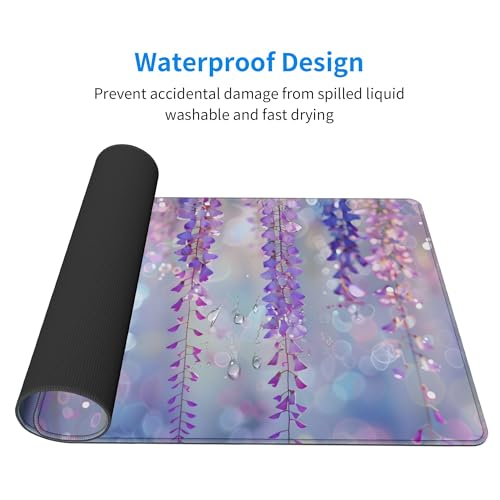 Image of Purple Pink Beaded Extended Gaming Mouse Pad, with Stitched Edges Large Mouse Pad Desk Protector, Rubber Base Mousepad Keyboard Mouses Mat for Work Game Office Home- 32 inch X 12 inch Inch