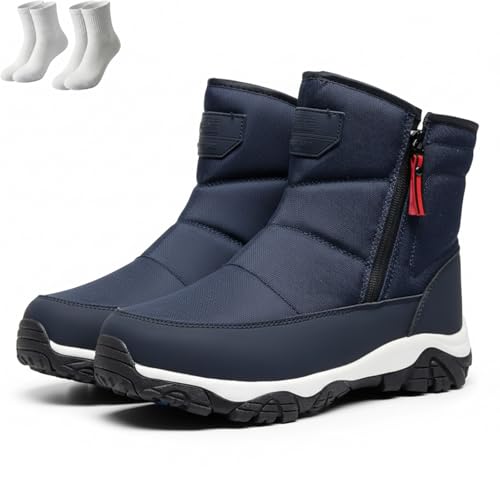 FOKZIH Men’s Waterproof Orthotic Winter Work Boots, Extreme Cold Protection, Non-Slip Durable Sole, All-Day Comfort Insulated Boots (Blue, M, Adult, Men, 8, Numeric, US Footwear Size System, Medium)