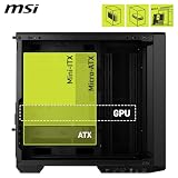 MSI MAG PANO 100L PZ ATX PC Case – Supporto ATX, staffa per installazione GPU verticale, supporto GPU, filtri antipolvere, staffa storage oscillante, design a doppia camera, USB Type-C 20 Gbps - 5