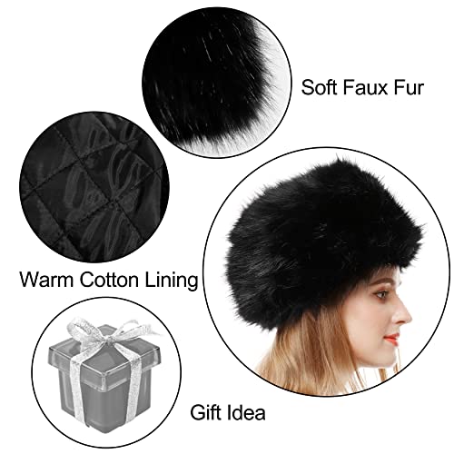 Lovful Winter Women Faux Fur Russian Cossack Style Hat Winter Wrap Hat,Black,One Size #TOP5