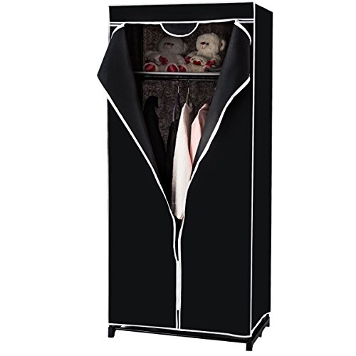 RELAX4LIFE Armoire de Rangement en Tissu Non-tissé avec Structure Métallique, Penderie de Vêtement Pliable avec Grand Espace de Stockage pour Chambre, Vestiaire,75 X...