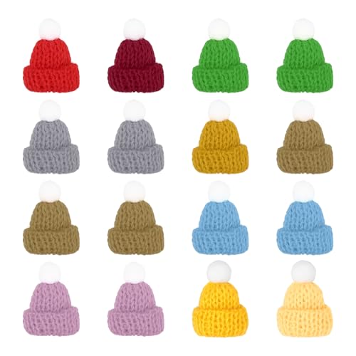 PATIKIL Mini Christmas Knit Hats Assorted Color 16Pcs