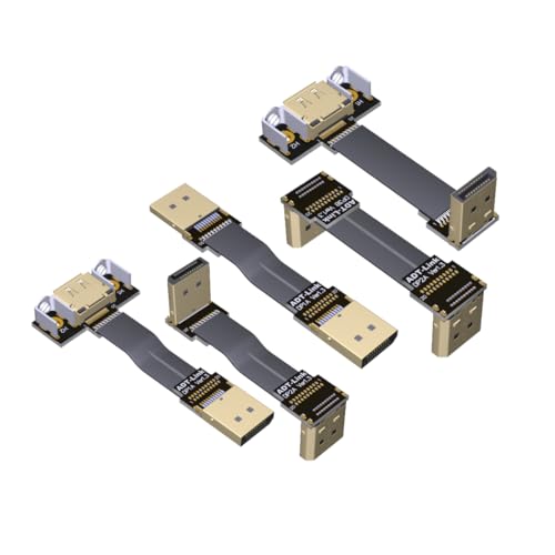 ADTLINK DisplayPort to DisplayPort Cable 90 Degree Up/Down Angled Connector Adapter Cord FPC FPV Flat DP Cable (10cm, P2A-P4B(Male-Female))