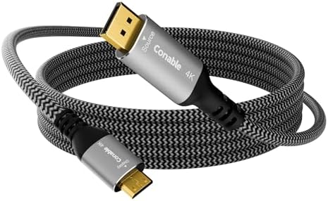 4K DisplayPort to Mini HDMI Cable 20FT, Uni-Directional DP to Mini HDMI Cable. Supports 4K@60Hz, 2K@120Hz, Video UHD, Nylon Braided, for Desktop, AMD, NVIDIA, KYY, ARZOPA, VILVA, MNN, Portable Monitor