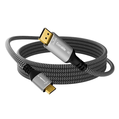 4K DisplayPort to Mini HDMI Cable 4FT Uni-Directional DP to Mini HDMI Cable. Supports 4K@60Hz 2K@120Hz Video UHD Nylon Braided for Desktop AMD NVIDIA KYY ARZOPA VILVA MNN Portable Monitor