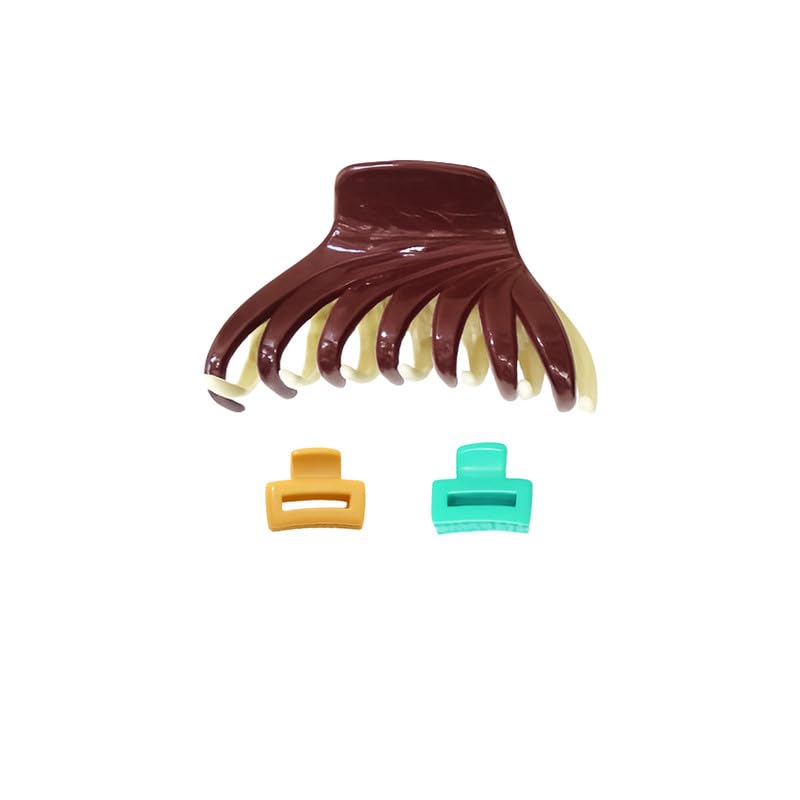 Image of Azeva Charming Plastic Functional Hair Claw Clutch Set c223 | Medium & Small Pack of 3|Colors May Vary
