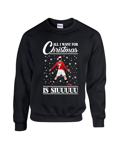 Siuu Xmas Sweatshirt - Merry Christmas Football Jumper, Ronaldo Santa Top, Unisex (Black, 9 Years) Siuu Xmas Sweatshirt - Merry Christmas Football Jumper, Ronaldo Santa Top, Unisex (Black, 9 Years)