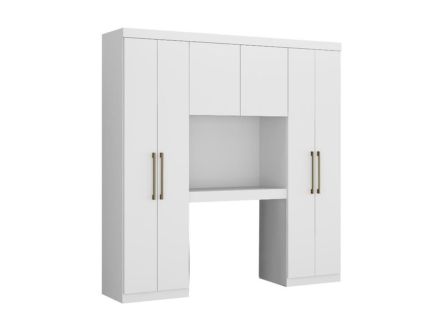 Vente-​unique - Armadio a Ponte 6 Ante con Scomparti L.200 cm Bianco - Antero