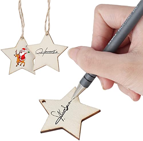 Image of MDF Cutouts | Wooden Cutout for Craft | Pine Wood | Unfinished Tags for Key Chain, Slices Crafts, Xmas, Decorations, Painting | Resin Art Work | MDF Board Cutouts, Star- [50pcs]-[ 5cmx5cm]