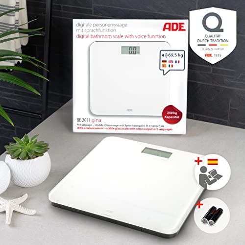 Miniatura 9 de Ade Báscula Personal Parlante Digital Salida De Voz En 5 Idiomas Ideal Para Invidentes, Discapacitados Visuales Y Personas Mayores Pantalla Muy Grande Capacidad De Carga Muy Alta De 250 Kg