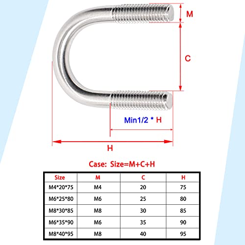 Image of Round U-Bolts 27mm 1.06 inch M6 Inner Width 304 Stainless Steel Self-Locking Nylon Insert Hex Nuts Flat Washers Lock Plate for Car /Motorhome /Sailing Trailer Replacement Part and Accessorie 4Pcs