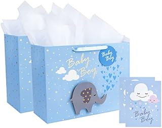Loveinside Extra Large Gift Bag with Gift Card and White Tissue Paper - Baby Boy 3D Making Design - 40.7 × 15.3 × 30.5 cm