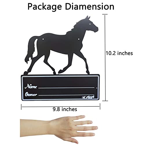 SUKEYME 2pcs Horse Stall Name Plate, Heavy Duty Steel Horse Stable/Barn Sign Décor (2pcs Black)