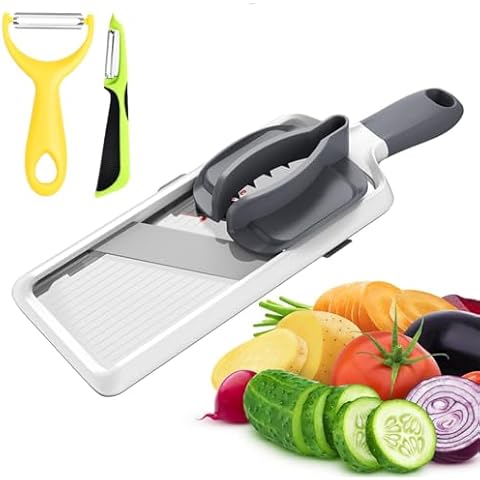 Multi Handheld Mandoline Slicer - Adjustable Stainless Steel Blade, Vegetable Slicer Potato Veggie Cutter with Comfort Grip, Vegetable Potato Peelers Cover