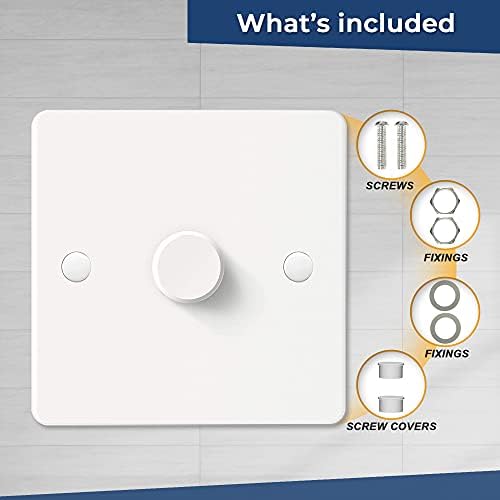 Candeo Dimmer Switch for LED lights. Used for dimmable LED/Incandescent/halogen bulbs. Rotary knob, 1-gang / 2-way dimmer-switch. Silent and flicker free dimming. No neutral required