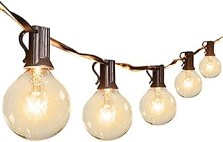 Outdoor String Light 16.2 M / 53 Feet G40 Globe Patio Lights with 52 Edison Glass Bulbs (2 Spare), CE Listed Waterproof Hanging Lights for Backyard Balcony Deck Party Decor, E12 Socket Base, Black
