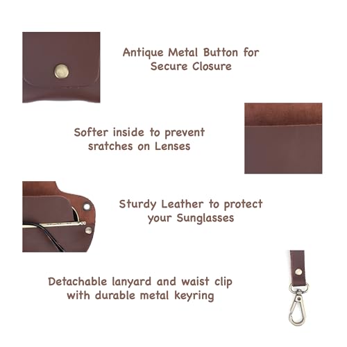 Image of Sunglasses Cases Leather Eyeglass Pouch with Lanyard Portable Soft Eye Glass Case Sunglass Storage Box