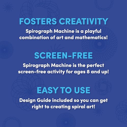Image of Spirograph Electric Machine - Arts and Crafts, Kids Toys, Art Supplies, Craft Supplies, Drawing Kit, Spiral Art, Classic Gear Design Kit, Case, Pens, Design Sheet Included, Ages 8+