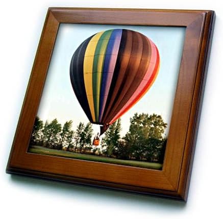 3dRose LLC Hot Air Balloon 8 by 8-Inch Framed Tile