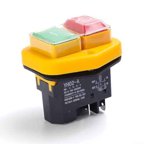 Interrupteur à bouton-poussoir EasyByMall KJD17B AC220V 18A étanche magnétique pour équipement mécanique, 4 broches, IP55, 5E4