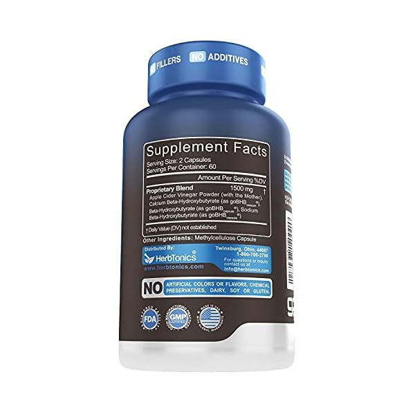 Apple-Cider-Vinegar-Capsules-Keto-BHB-Fat-Burner-Weight-Loss-Supplement-for-Women-Men-Detox-120-Vegan-Diet-Pills Herbtonics Apple Cider Vinegar Capsules Plus Keto BHB | Fat Burner & Weight Loss Supplement for Women & Men | Appetite Suppressant