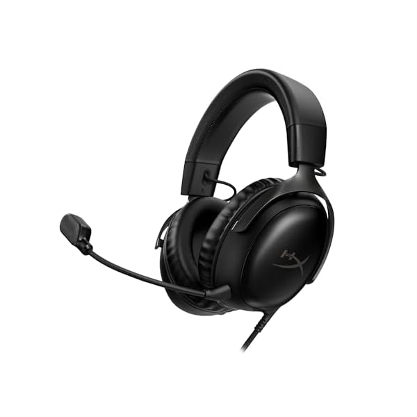 HyperX Cloud III – Wired Gaming Headset, PC, PS5, Xbox Series X|S, Angled 53mm Drivers, DTS Spatial Audio, Memory Foam, Durable Frame, Ultra-Clear 10mm Mic, USB-C, USB-A, 3.5mm – Black