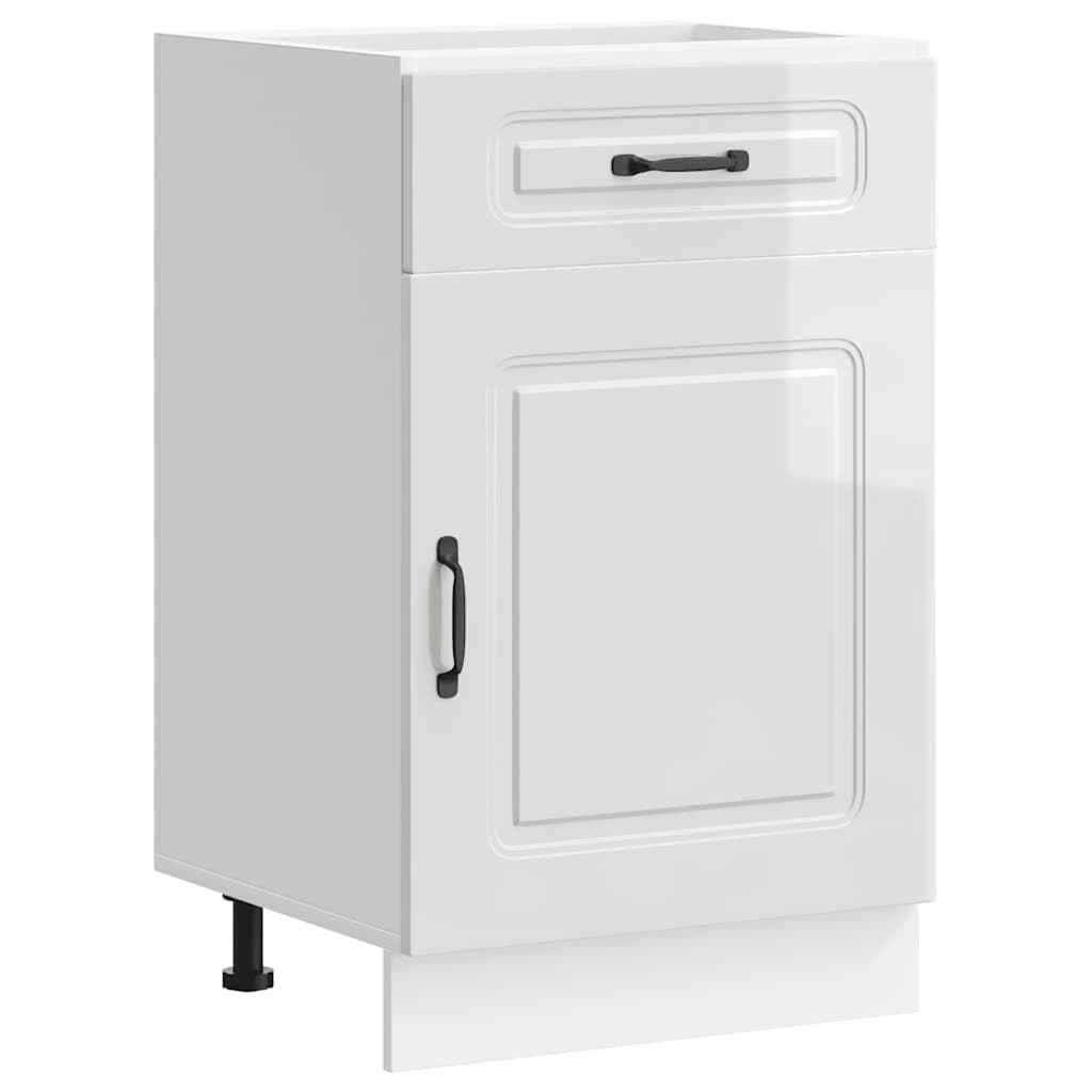 vidaXL - Kalmar Kitchen Base Cabinet - High Gloss - White - 81.5 x 50 x 46 cm