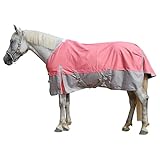 Leberna Manta de lluvia ligera impermeable transpirable para el cuidado de caballos (sin relleno) (rosa y gris, 6 pies 3 pulgadas)