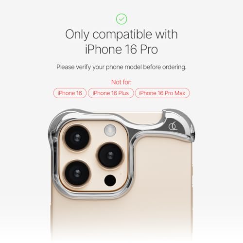 Image of Arc Pulse Compatible with iPhone 16 Pro Phone Case (2024), Minimalist Protective Shock Absorption Aerospace Grade Aluminum Shells + Elastomer Inlays Easy Fit 6.3 inch (Aluminum Polished Silver) | 2024