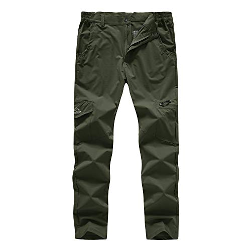 Basudam Men's Hiking Pants Quick Dry Summer Lightweight Stretch Water Resistant Outdoor Work Army Green 36 #TOP19