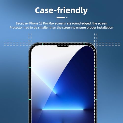 Image of NEW'C 4 Pack, 2 Pack for iPhone 13 Pro Max Screen Protector + 2 Pack Camera Lens Protector, Sensor Protection,Case Friendly Tempered Glass Film
