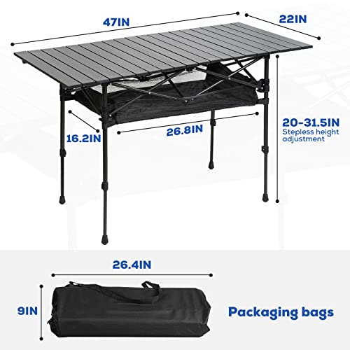 Lebleball Folding Camping Table, Portable Folding Table With Storage Bag, Adjustable Aluminum Camping Table For Outdoor Picnic, Beach, Backyard, Bbq, Patio, Fishing, Black #TOP2