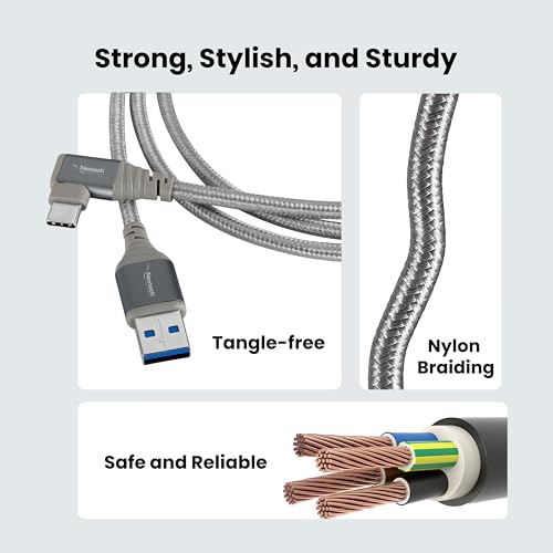 Image of Nextech USB 3.0(M) to USB-C R /A (M) Braided Cable 1.5M (Space Grey) | type c cable Fast Charging USB C Cable | Braided Type C Cable for High Speed Transfer of 5 GBPS | Charging Cable