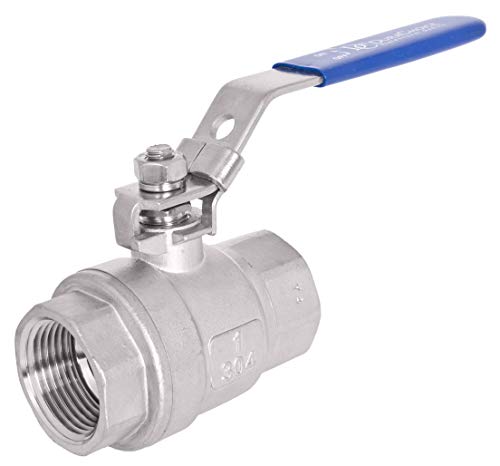 DuraChoice 304 Stainless Steel Ball Valve - Full Port - 1,000 WOG (PSI) Heavy Duty for Water, Oil, and Gas with Blue Locking Handles, NPT