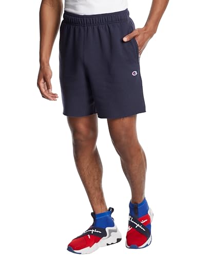 Champion Mens Shorts, Powerblend, Long With Pockets For (Reg. Big & Tall) Athletic-shorts, Navy C Patch Logo, Large US