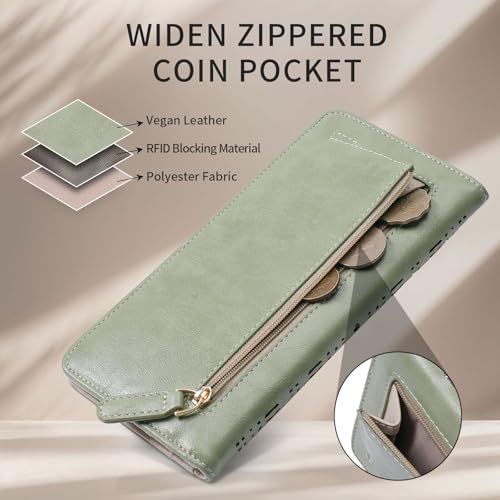 Ultra Slim RFID Wallet Women Thin Clutch Bifold Compact Long Womens Coin Wallet with Hollow Out Mandala GREEN4
