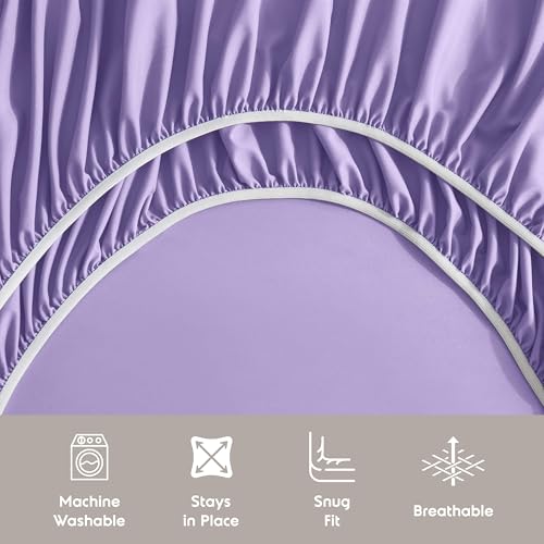 Image of Nestl Extra Deep Full Sheet Set - 6 Piece Breathable & Cooling Sheets - Hotel Luxury Bedding Set w /18-24 Inch Deep Pockets - Easy & Secure Fit - Super Soft, Wrinkle Free & Comfy - Lavender