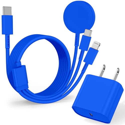 for Apple Watch Charger Fast Charging 6FT, 3 in 1 Multi Charging Cable with USB C iPhone iWatch Charger for Apple iWatch Series 11/10/9/8/7/Ultra3/Ultra 2/SE/6/5/4/iPhone 17/16/15/14/13/12/11-Blue by Fashia - Used condition - US$22.26